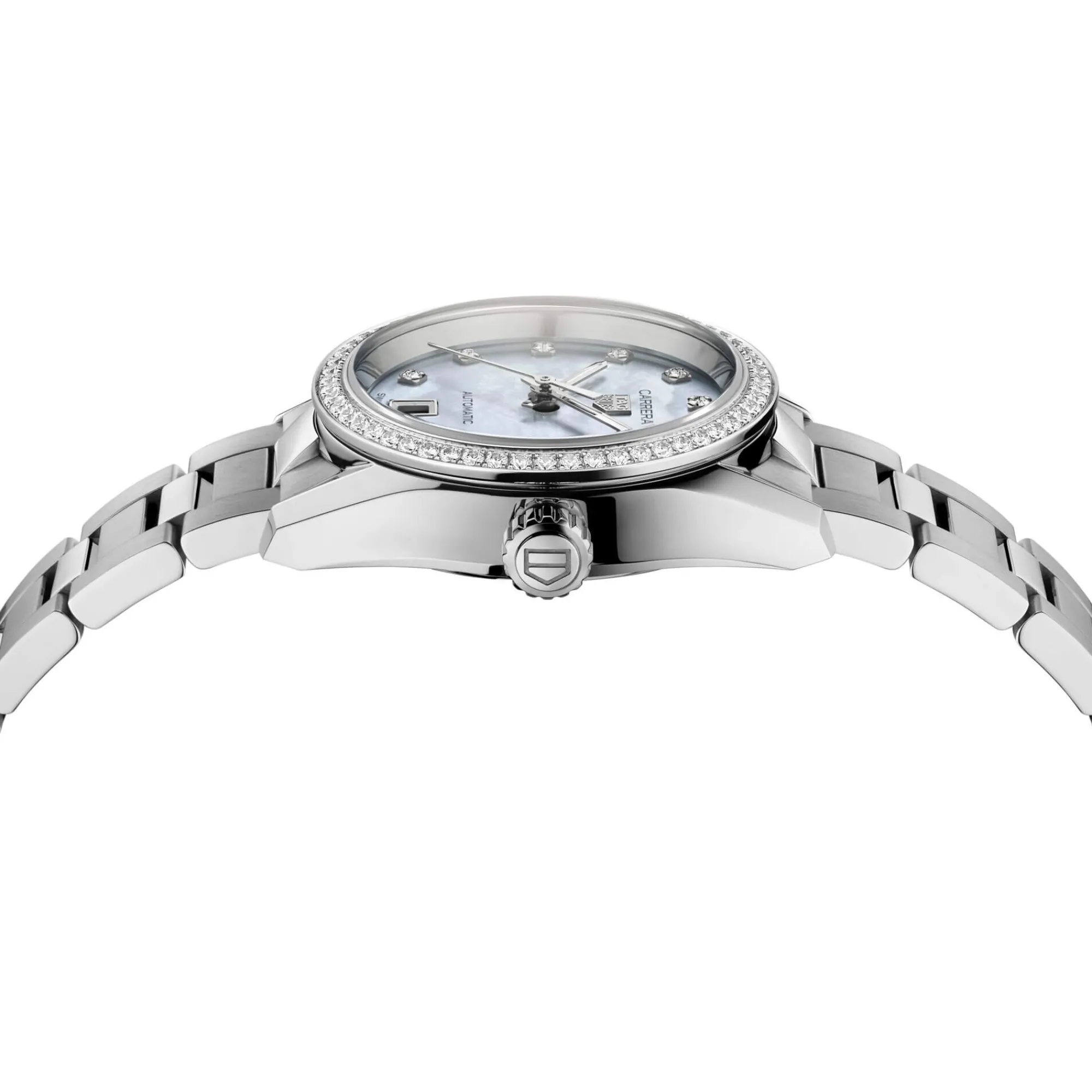 TAG Heuer Carrera Date Watch Mother of Pearl Dial Steel Bracelet, 29mm Sale