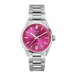 TAG Heuer Carrera Date Watch Pink Dial Steel Bracelet, 36mm Clearance