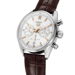 TAG Heuer Carrera Heuer 02 Automatic Mens Grey Leather Chronograph Watch Outlet