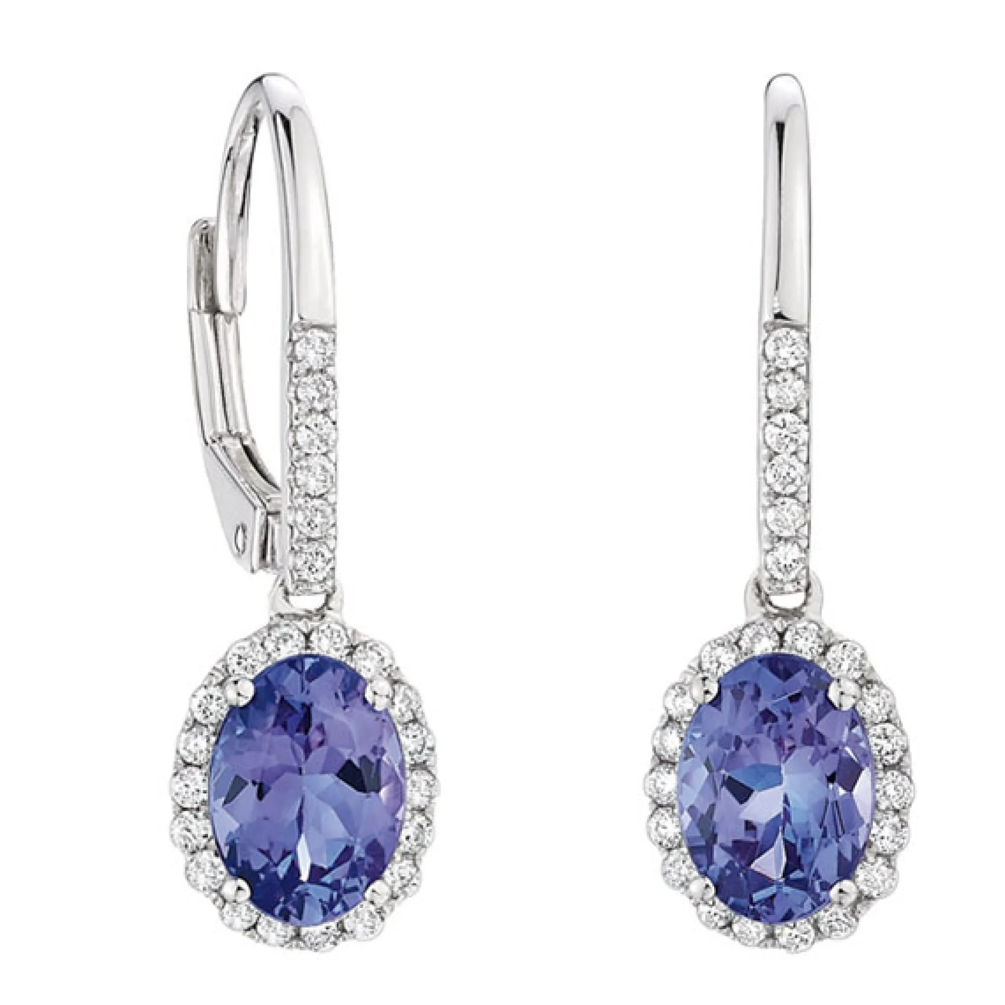 Tanzanite & Diamond Dangle Earrings 14K Outlet