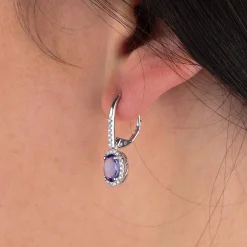 Tanzanite & Diamond Dangle Earrings 14K Outlet
