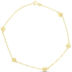 Ten-Inch Adjustable Puffed Hear Bracelet, 14K Yellow Gold Outlet
