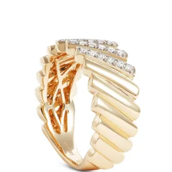 Three-Stripe Diamond Ring, 14K Yellow Gold Sale