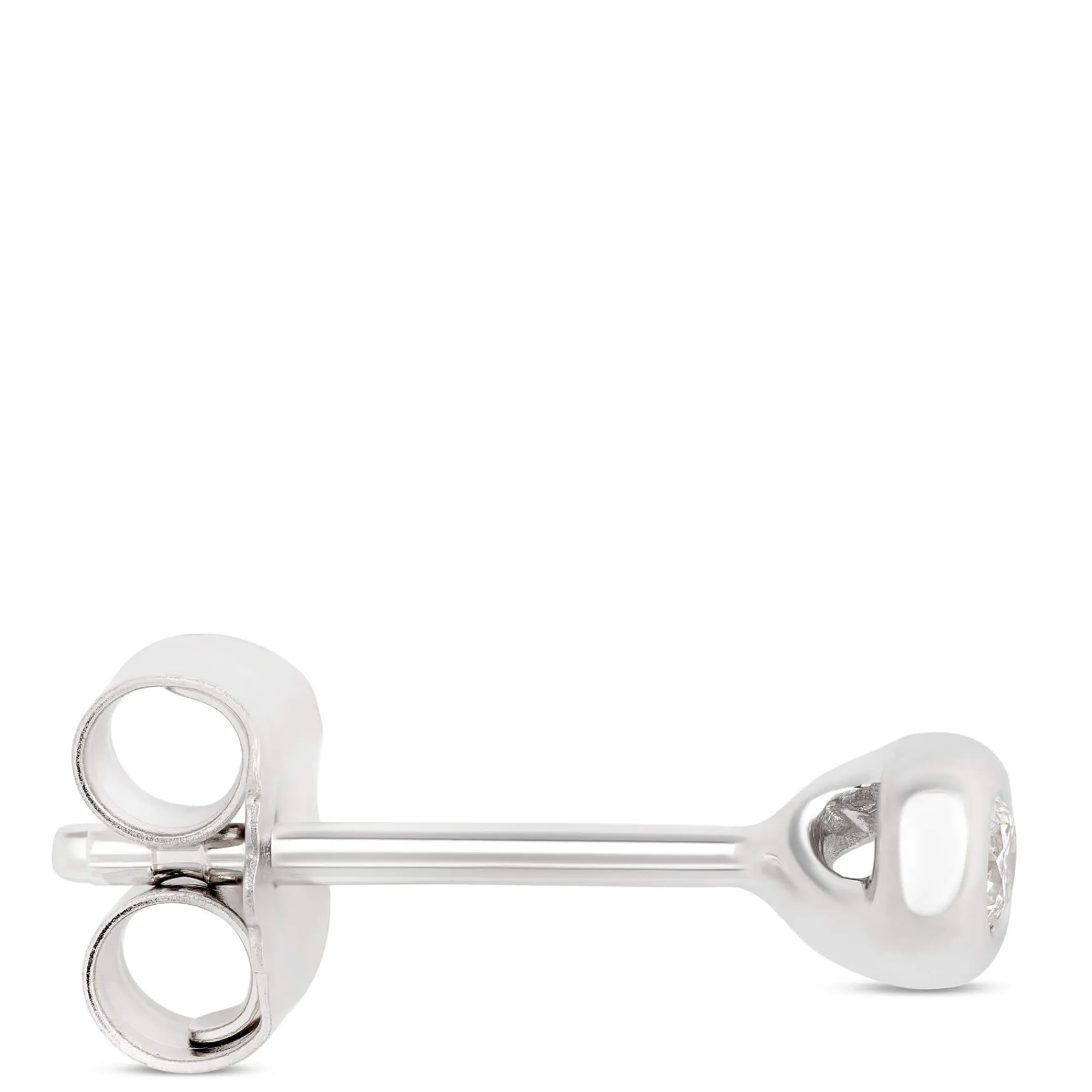 Tiny Bezel Diamond Studs, 14K White Gold Outlet