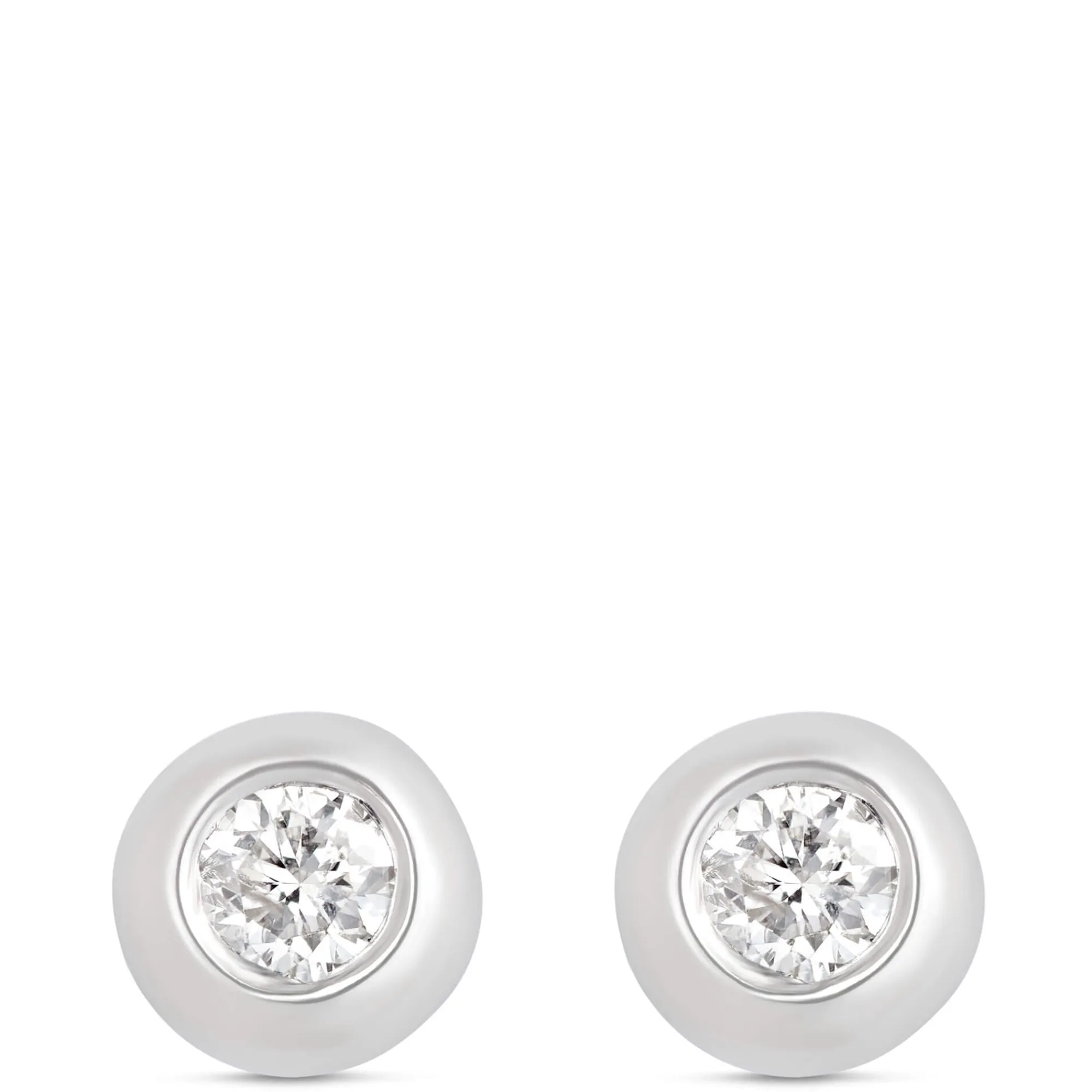 Tiny Bezel Diamond Studs, 14K White Gold Outlet
