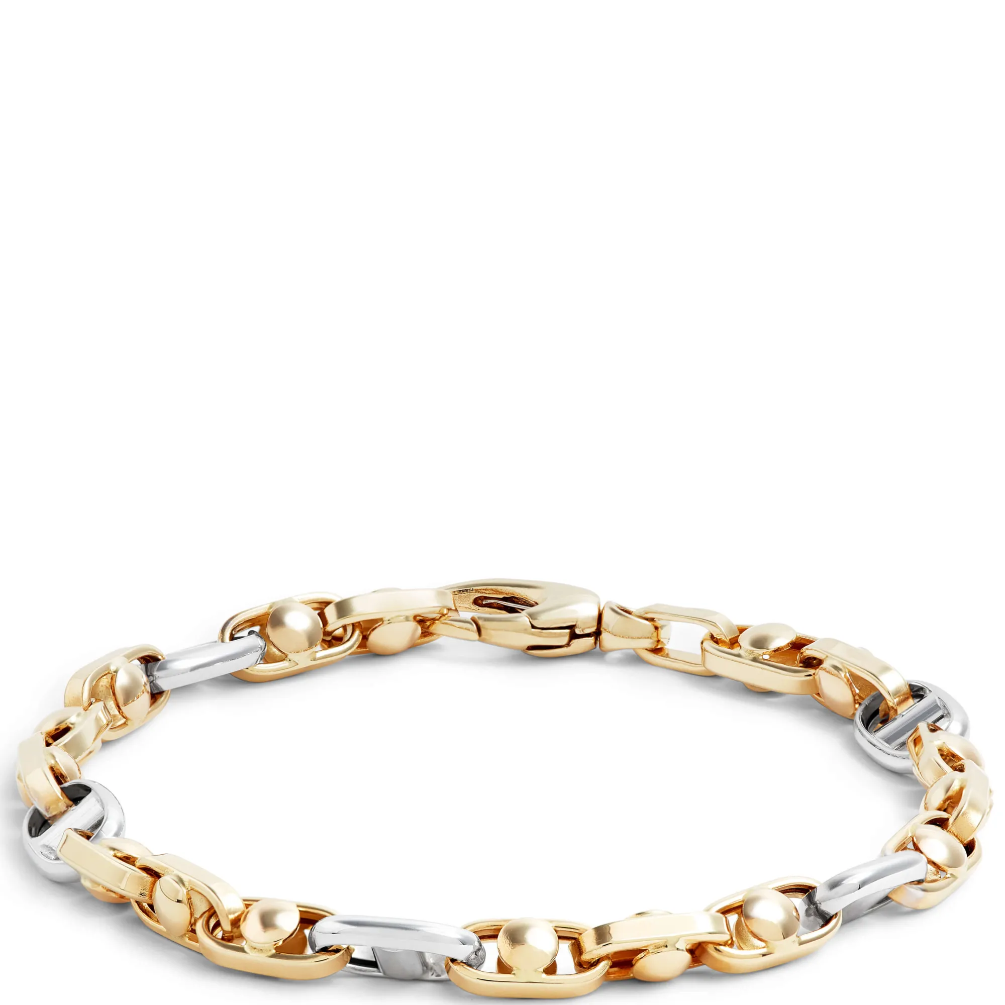 Toscano Anchor Link Two-Tone Bracelet, 14k White and Yellow Gold Hot