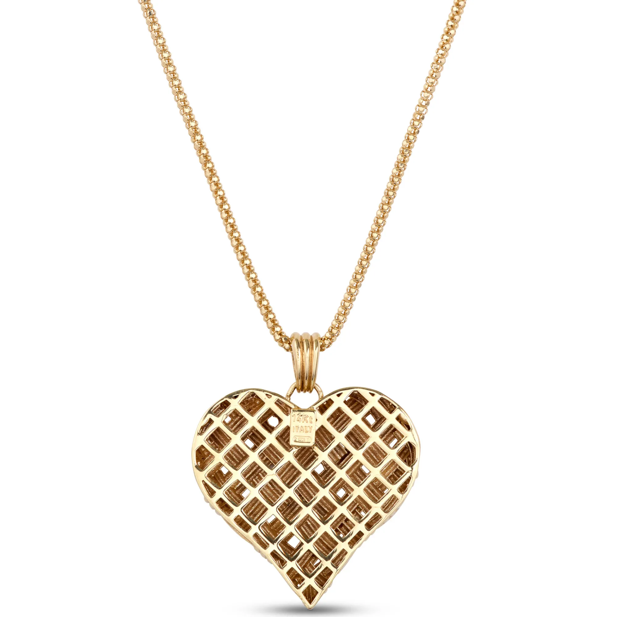 Toscano Basket Weave Heart Pendant Necklace, 14K Yellow Gold Clearance