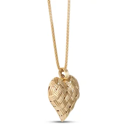 Toscano Basket Weave Heart Pendant Necklace, 14K Yellow Gold Clearance