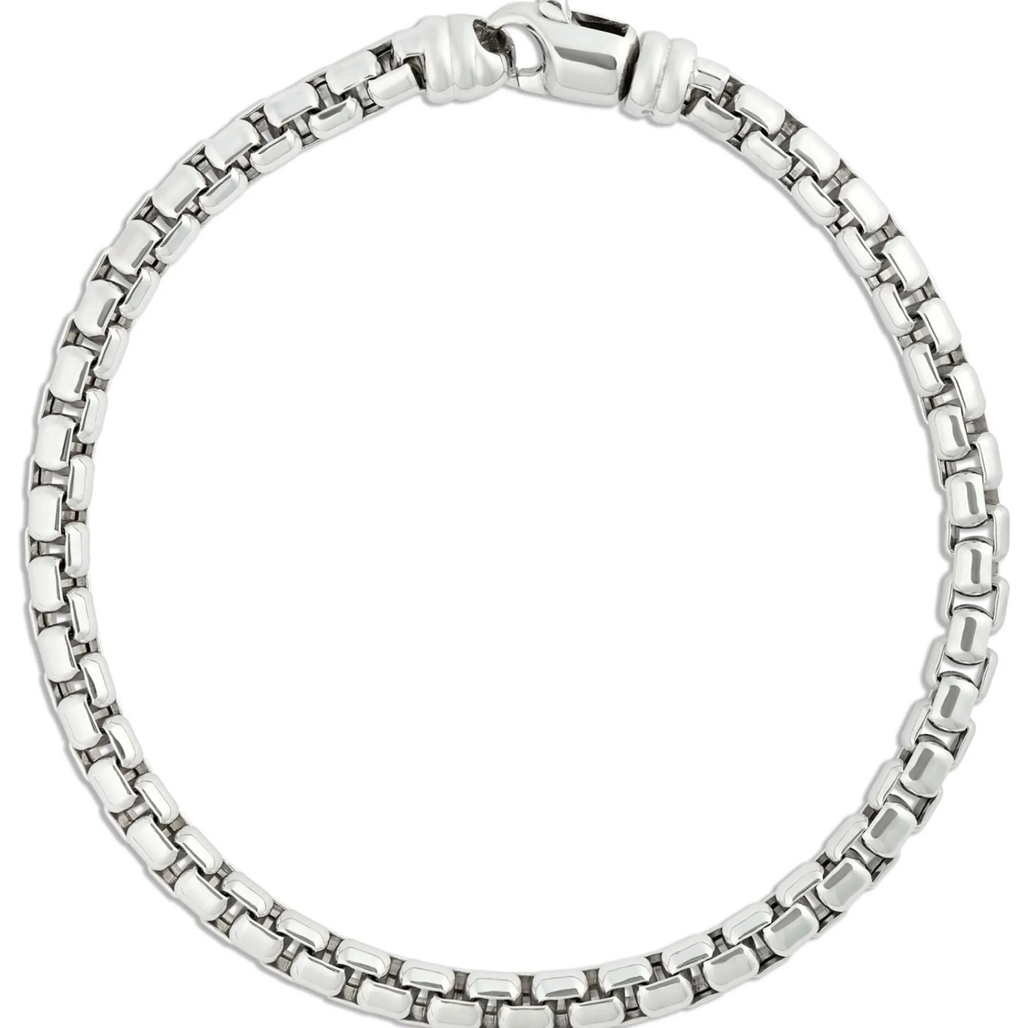 Toscano Classic Round Box Link Bracelet, Stainless Steel Hot