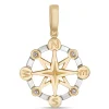 Toscano Compass Pendant, 14K White and Yellow Gold Hot