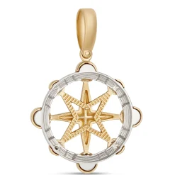 Toscano Compass Pendant, 14K White and Yellow Gold Hot