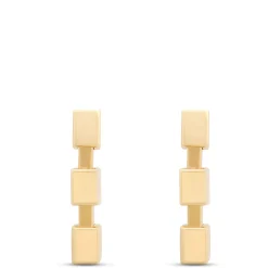 Toscano Cubic Linear Drop Earrings, 14K Yellow Gold New
