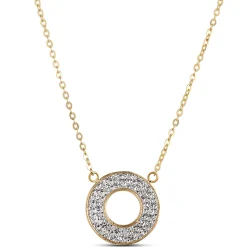Toscano Diamond Cut Circle Pendant, 14K White and Yellow Gold Sale