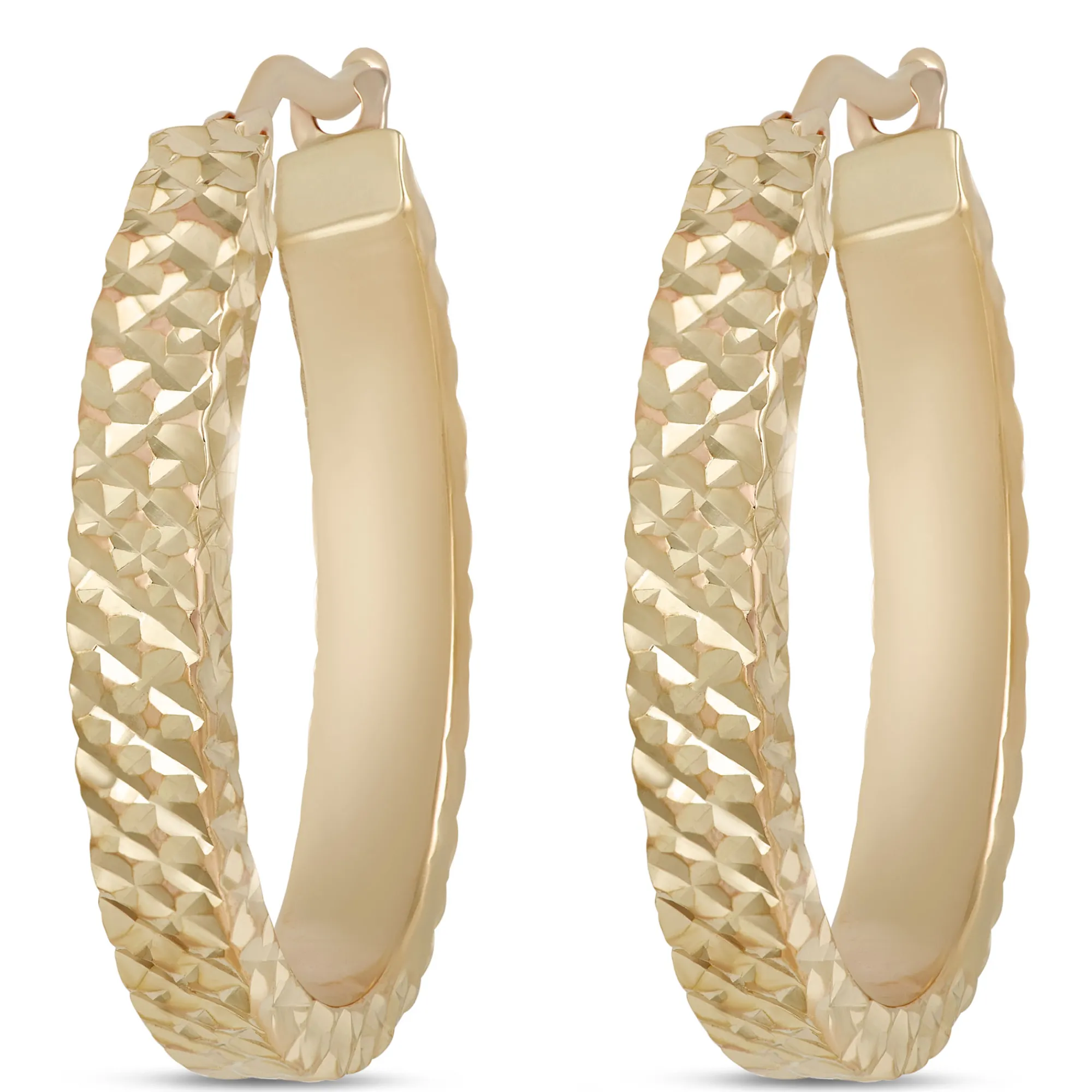 Toscano Diamond Cut Hoop Earrings, 14K Yellow Gold Best