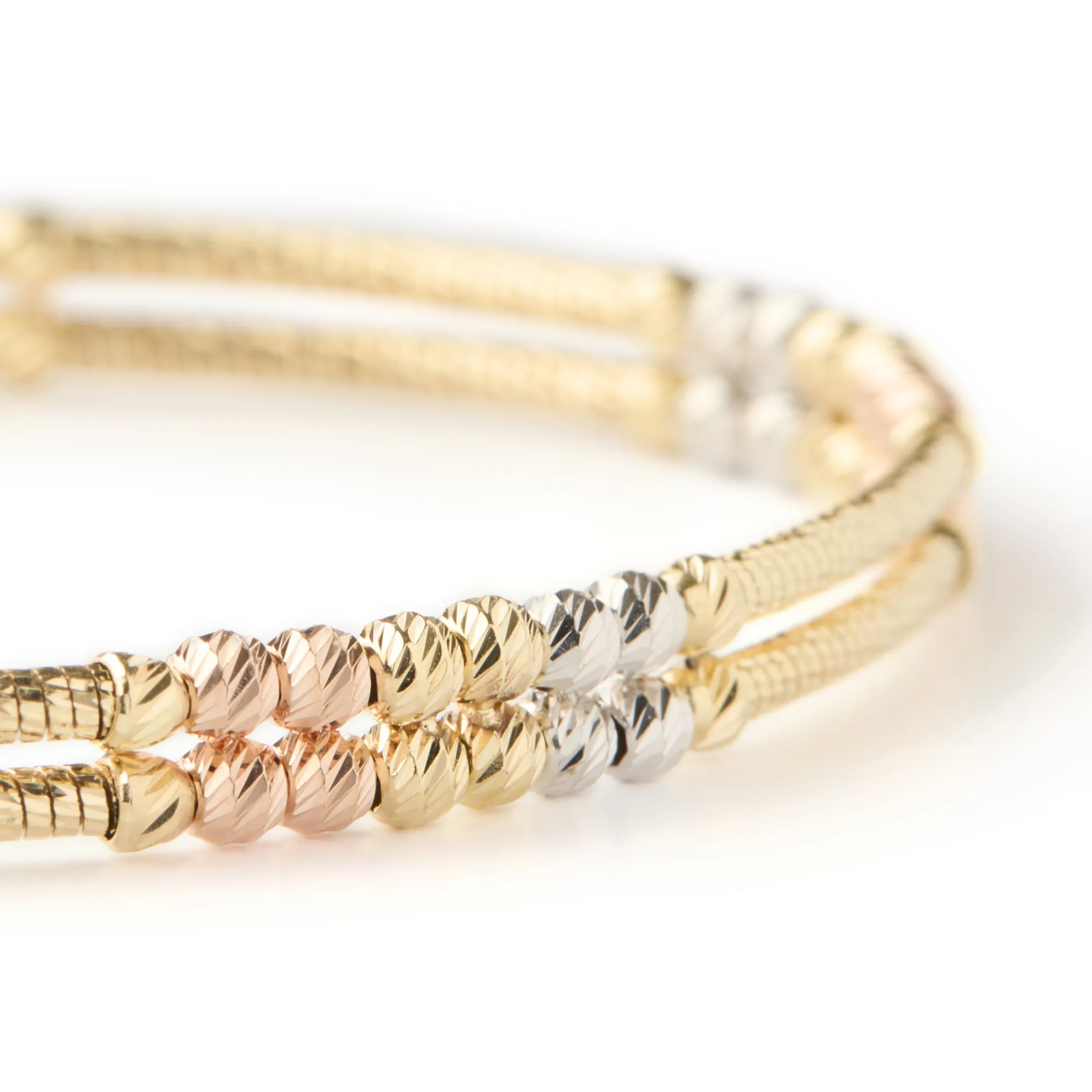 Toscano Double Row Flexy Station Bracelet, 14K Tri-Color Gold Clearance