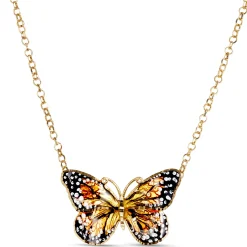 Toscano Enamel Monarch Butterfly Necklace, 14k Yellow Gold Best