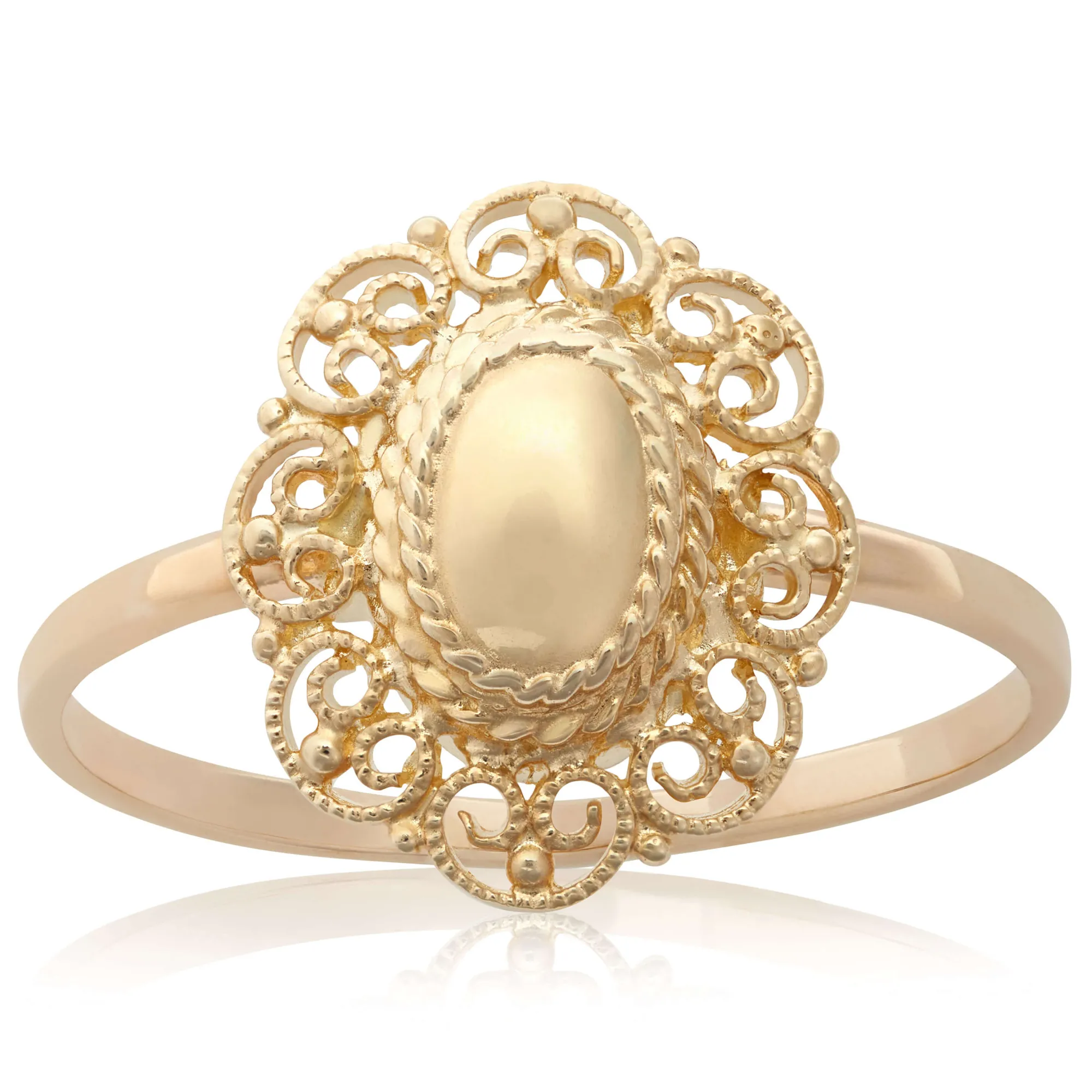 Toscano Filigree Framed Oval Dome Ring 14K Sale