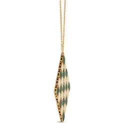 Toscano Flexy Checkerboard Malachite Pendant, 14K Yellow Gold Outlet