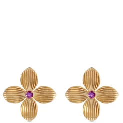 Toscano Flower-Shaped Amethyst Earrings, 14K Yellow Gold Best