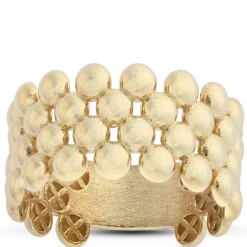 Toscano Four-Row Beaded Band, 14K Yellow Gold Size 7 Clearance