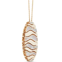 Toscano Gold and Mother-of-Pearl Necklace, 14K Yellow Gold New