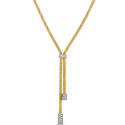 Toscano Gold Lariat Necklace, ⅔ Total Carat Weight, 18K Yellow Gold Hot