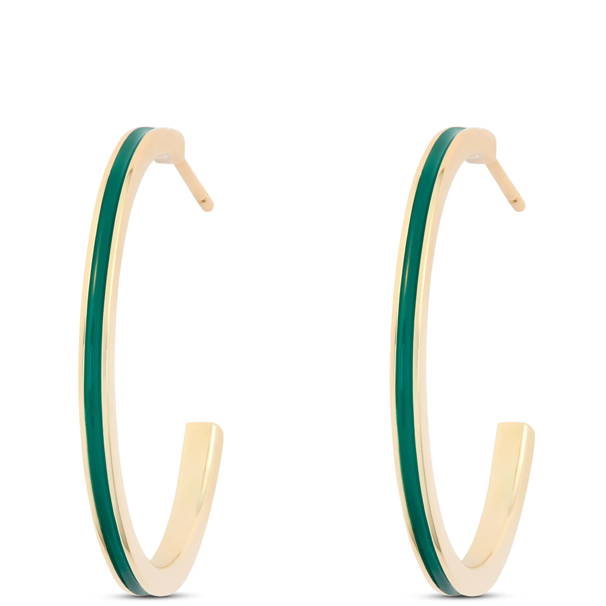 Toscano Green Enamel Hoop Earrings, 14k Yellow Gold Outlet
