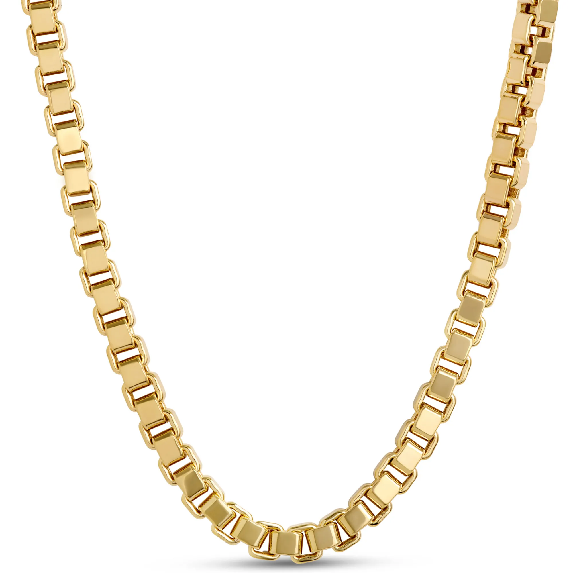 Toscano 24 Inch 3D Box Link Necklace, 14K Yellow Gold Sale