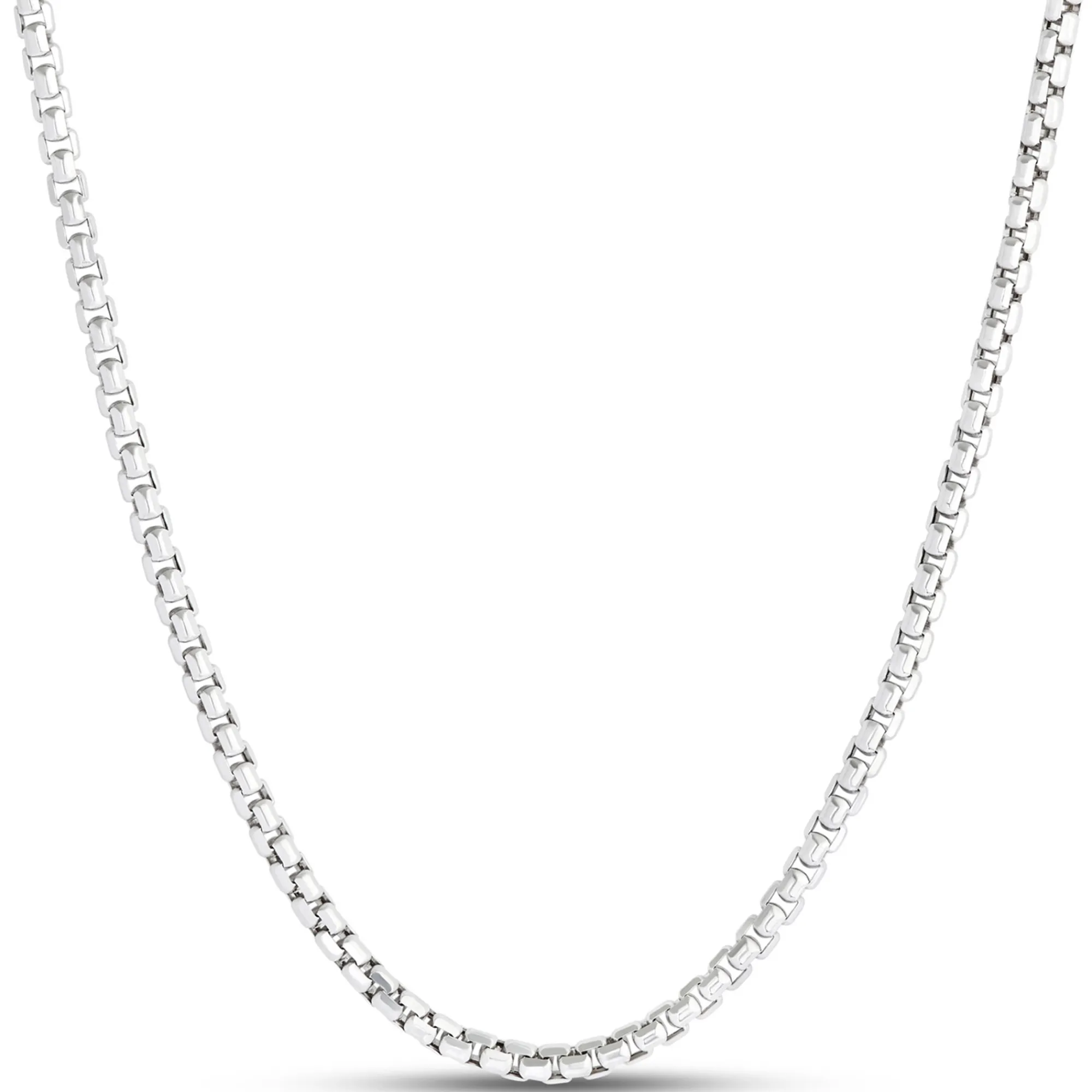 Toscano 18-Inch Diamond Cut Box Link Necklace, 14K White Gold Discount