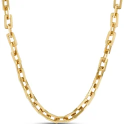Toscano 24-Inch Flat Rectangle Link Necklace, 14K Yellow Gold New