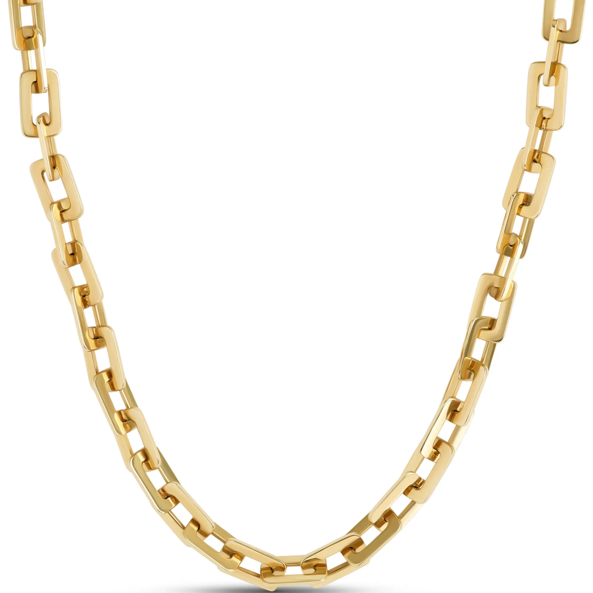 Toscano 24-Inch Flat Rectangle Link Necklace, 14K Yellow Gold New