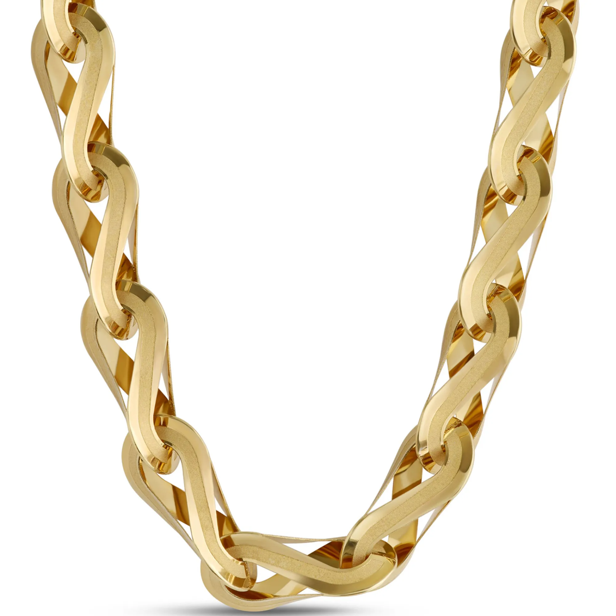 Toscano 18-Inch Infinity Silk and Polished Link Necklace, 14K Yellow Gold Clearance