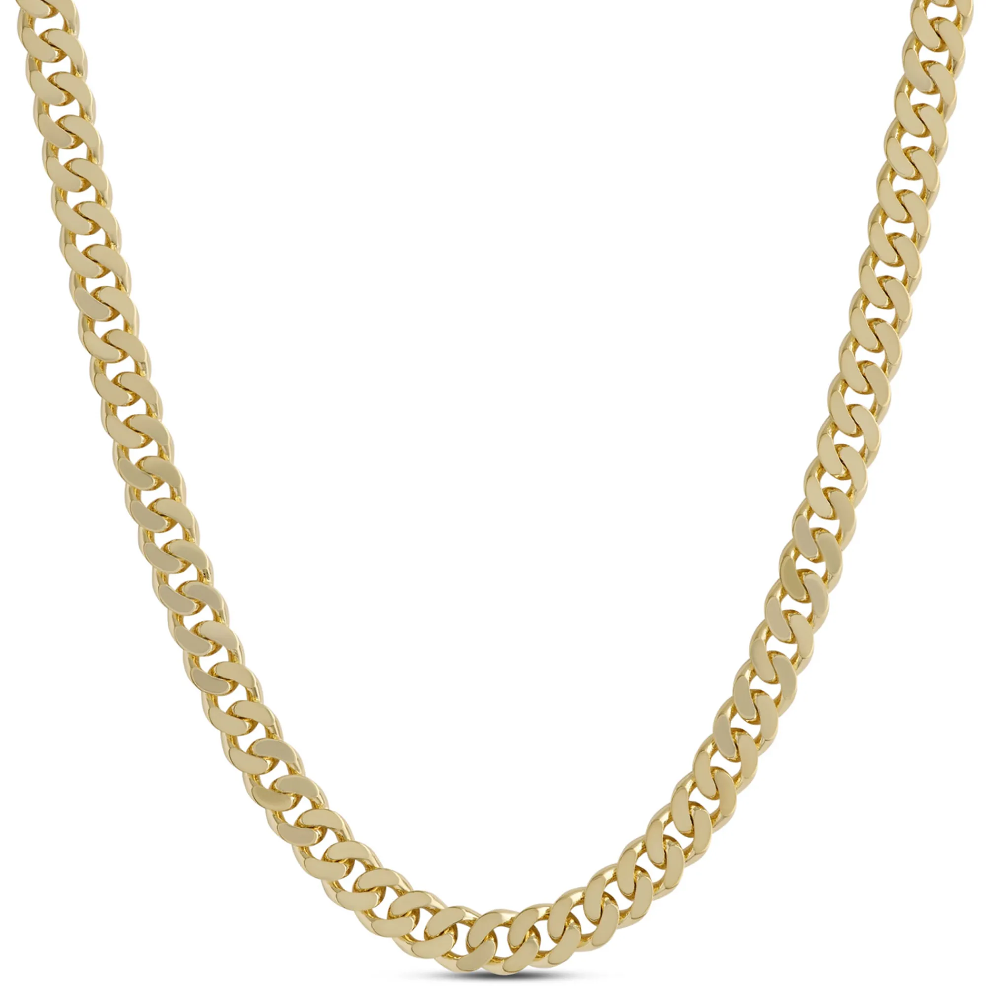 Toscano 24-Inch Mirror Curb Necklace, 14K Yellow Gold