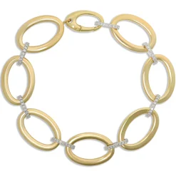 Toscano 7-Inch Oval Link Bracelet with Diamonds, 18K Yellow Gold Discount
