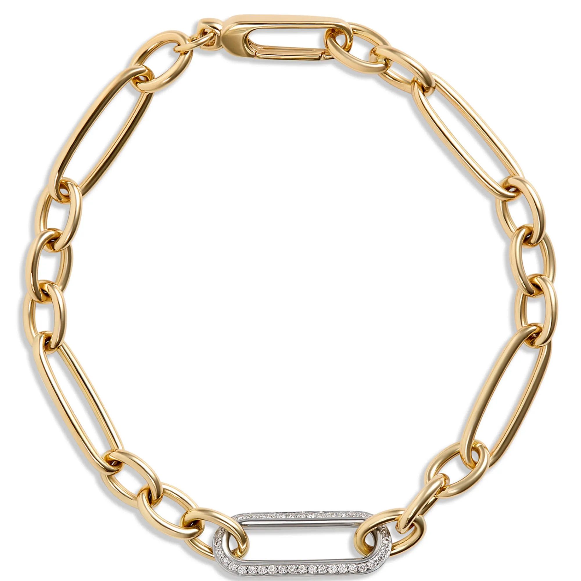 Toscano 7.5-Inch Oval Link Bracelet with Diamonds, 18K Yellow Gold Sale