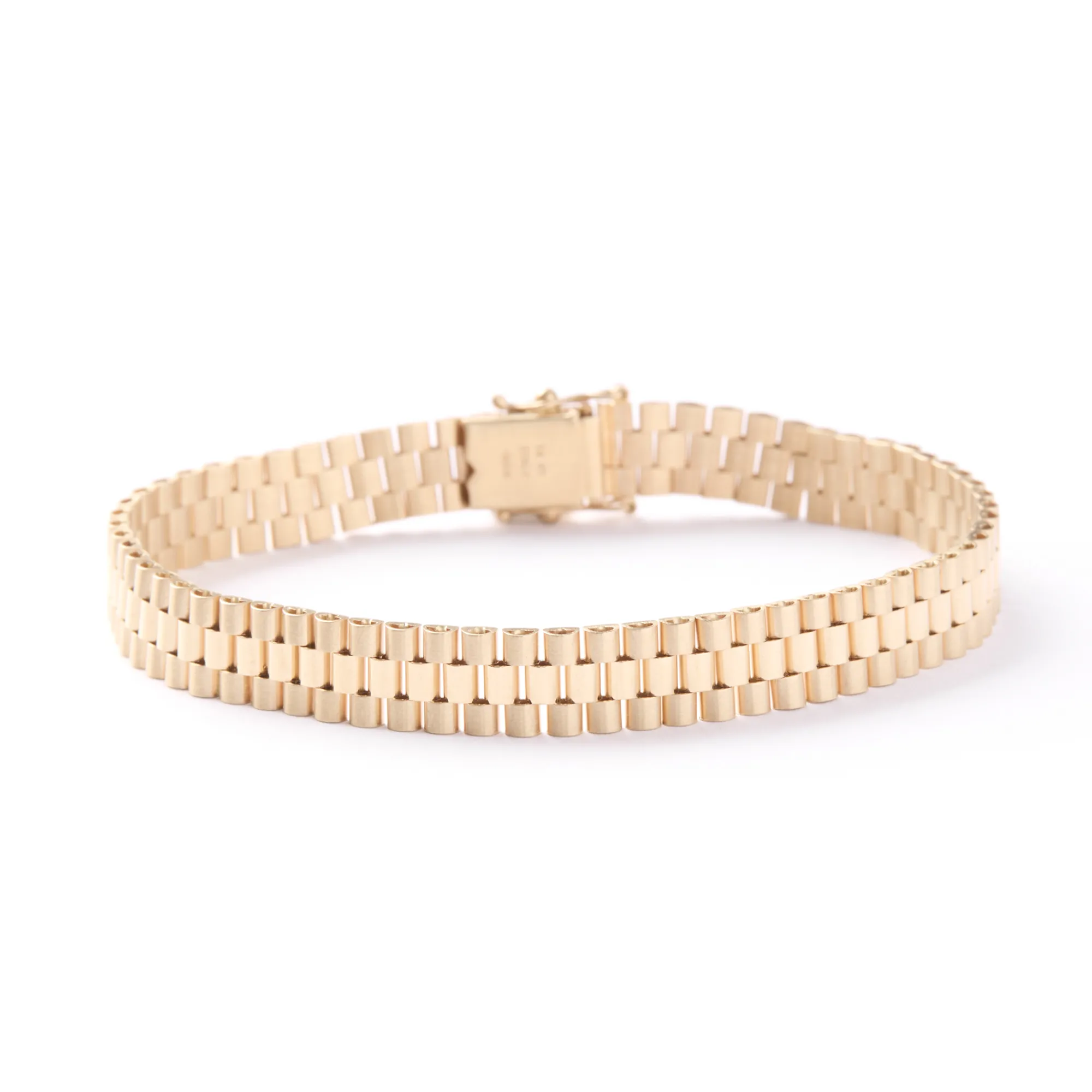 Toscano 8-Inch Satin, Polished Bracelet, 14K Yellow Gold