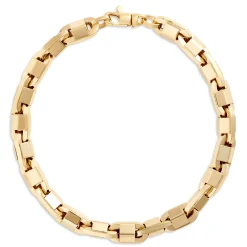 Toscano 8.5-Inch Squared Barrel Link Bracelet, 14K Yellow Gold Sale