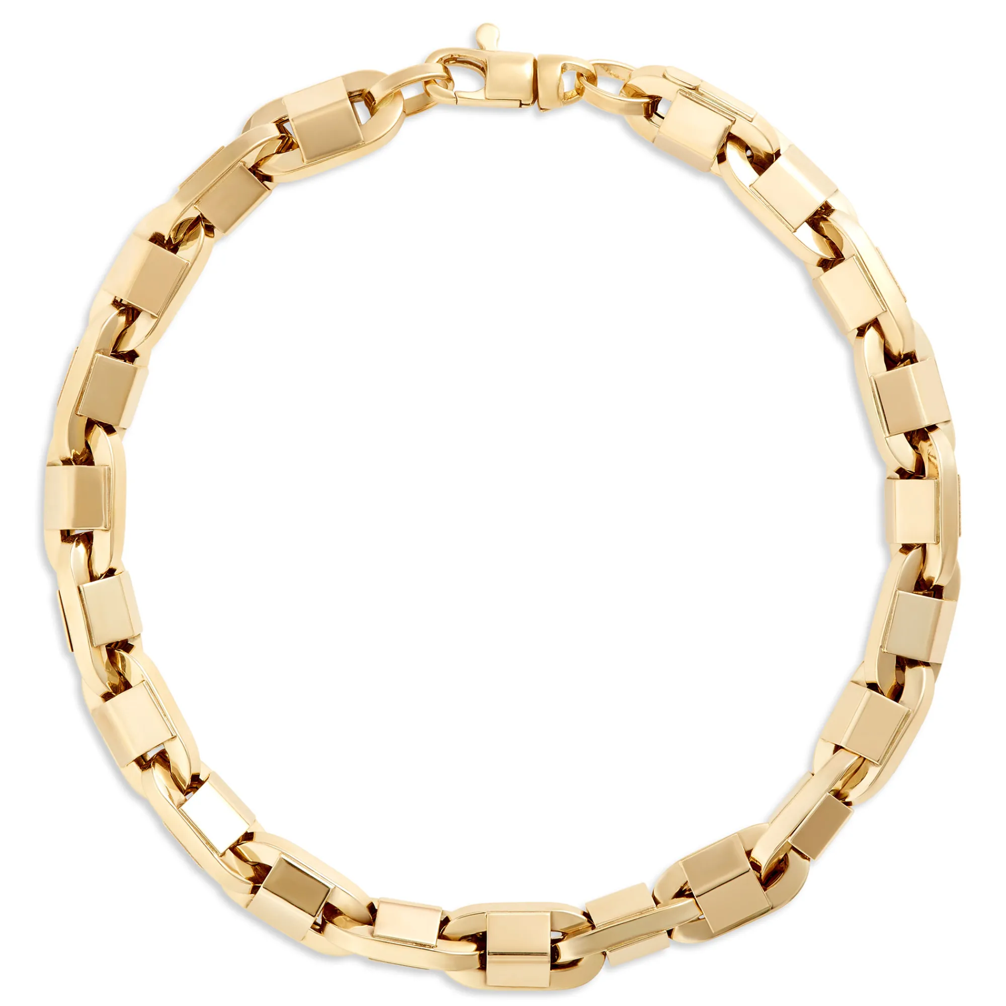 Toscano 8.5-Inch Squared Barrel Link Bracelet, 14K Yellow Gold Sale