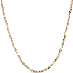 Toscano 18-Inch Tri-Color Cube Bead Necklace, 14K Gold Outlet