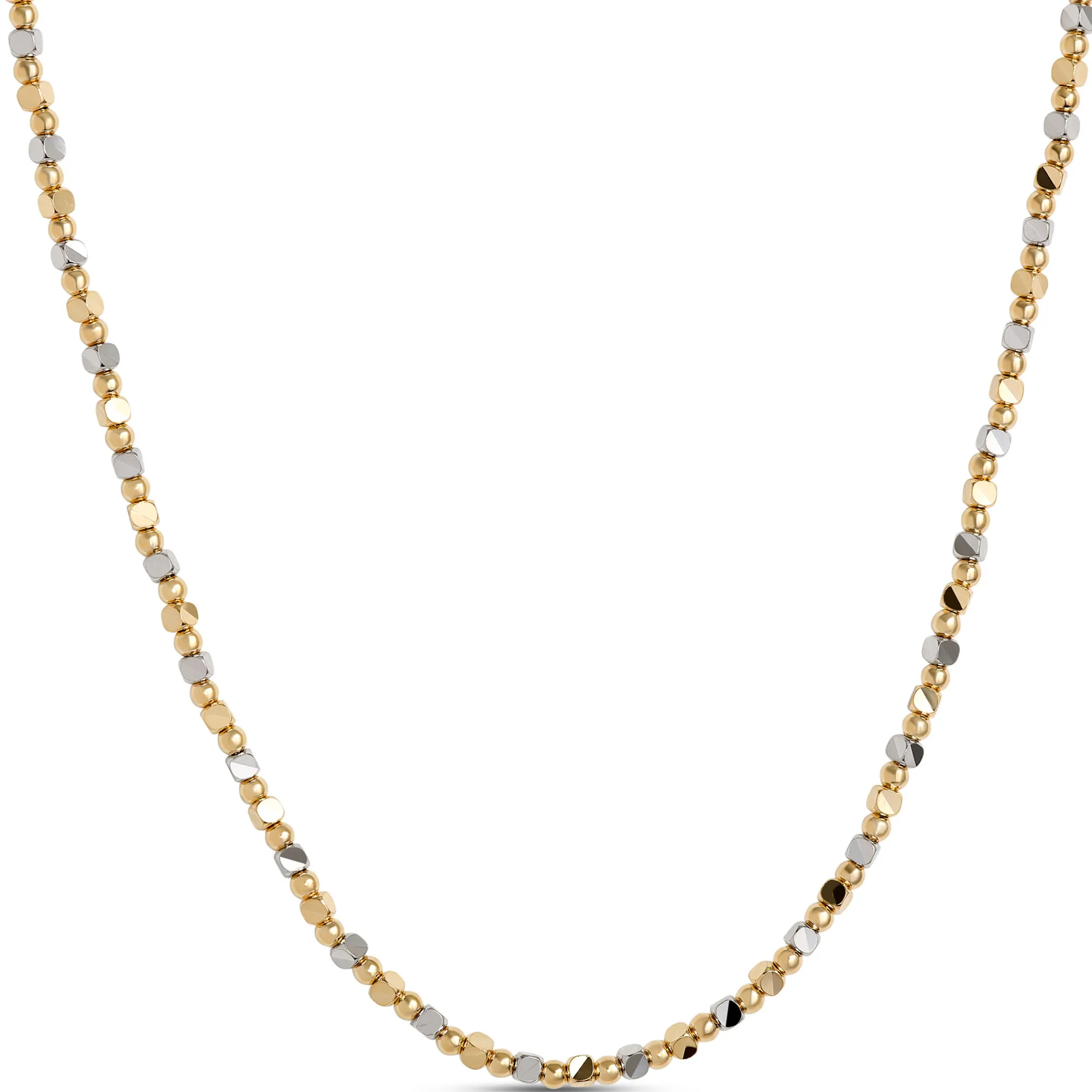 Toscano 18-Inch Tri-Color Cube Bead Necklace, 14K Gold Outlet
