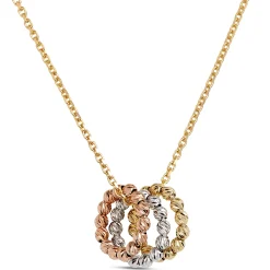 Toscano 18-Inch Tri-Color Ring Pendant Necklace, 14K Gold Hot