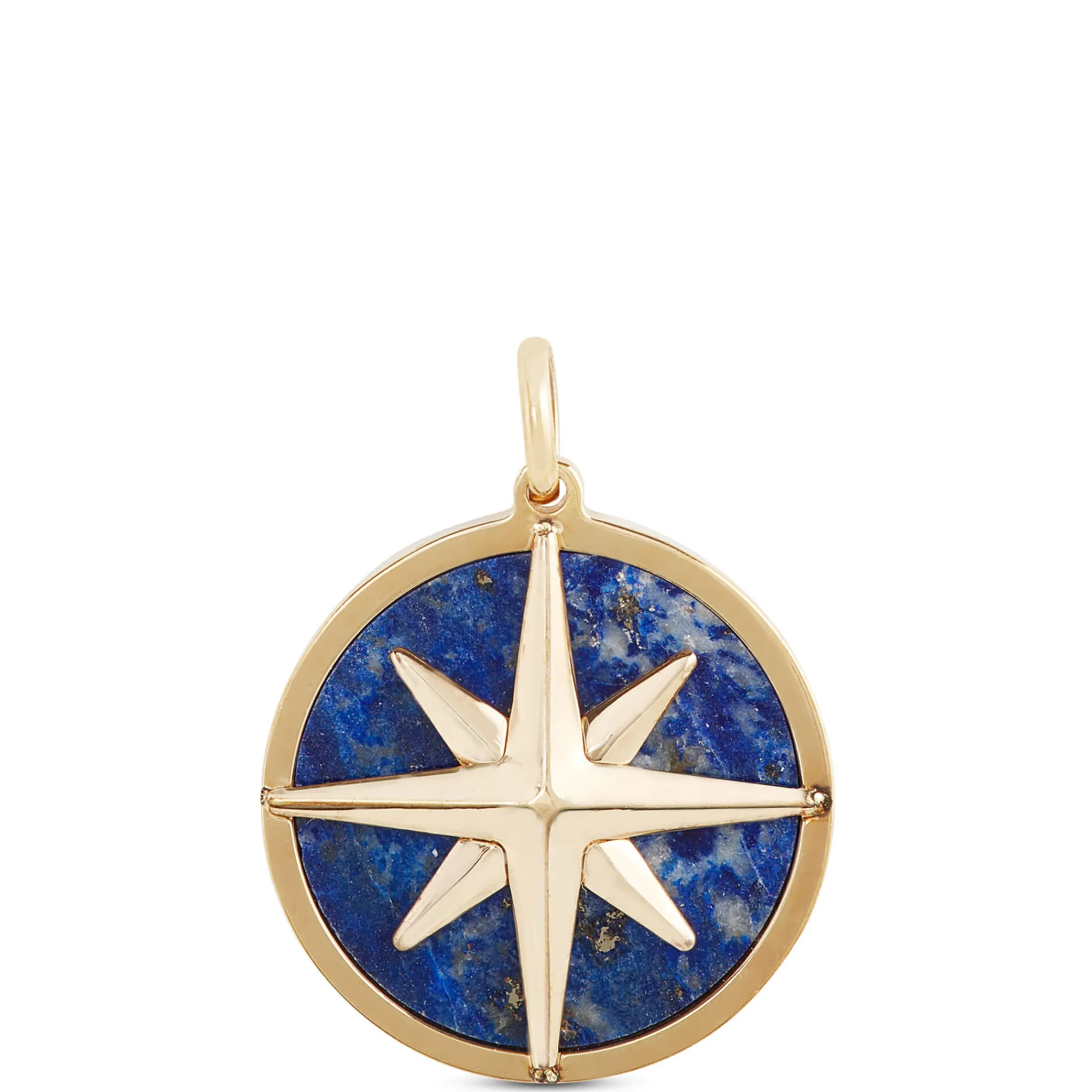 Toscano Lapis Compass Pendant in 14K Yellow Gold Hot