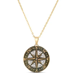 Toscano Laser Cut Compass Pendant, 14K Yellow Gold Discount