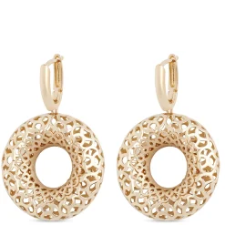 Toscano Lattice Donut Hoop Earrings, 14K Yellow Gold Hot