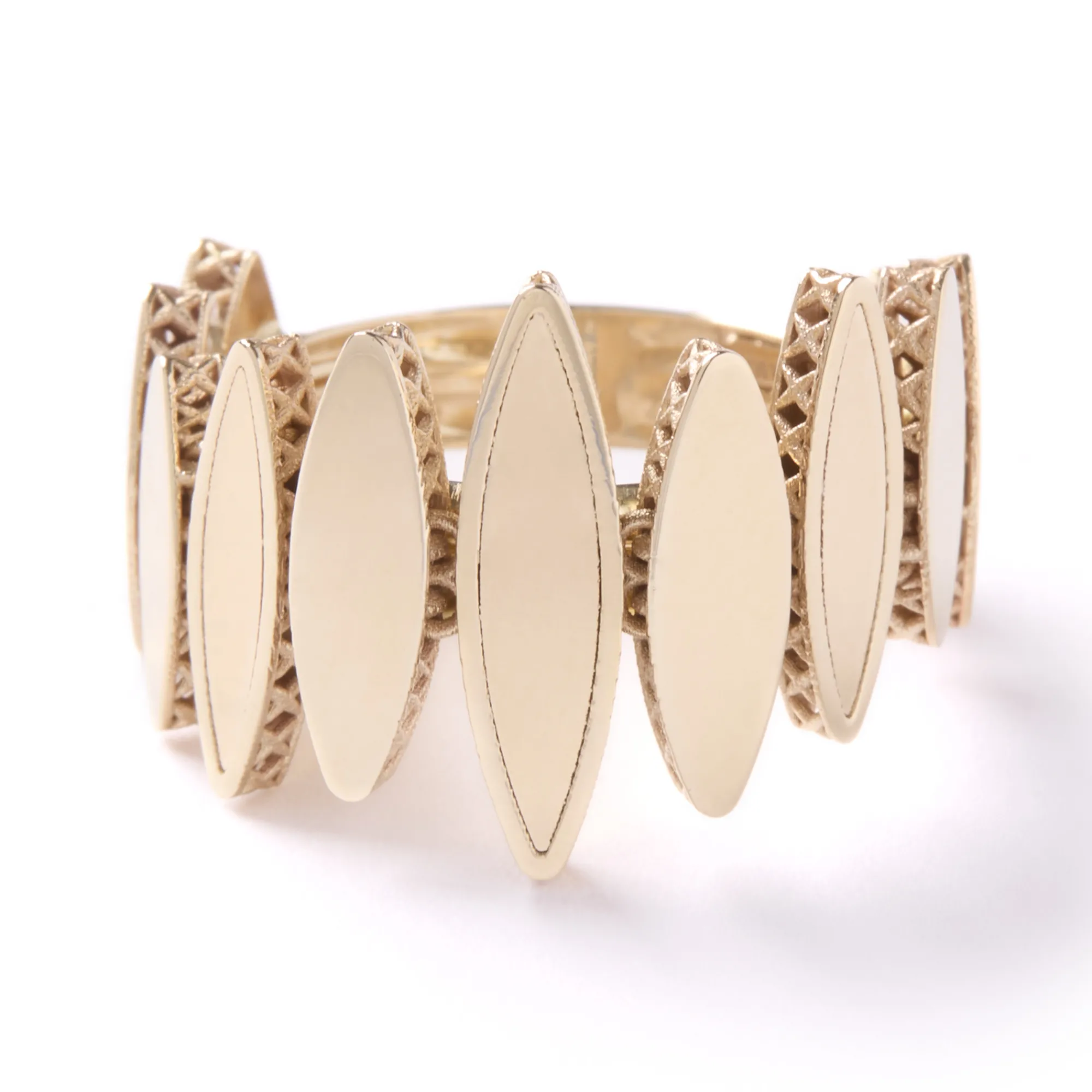 Toscano Marquise Shaped Station Ring, 14K Yellow Gold Size 7 New