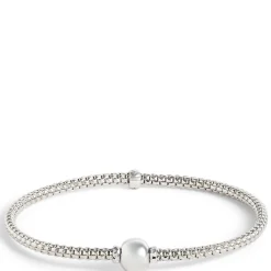 Toscano 3mm Stretchy Popcorn Bead Bracelet, 14K White Gold Online