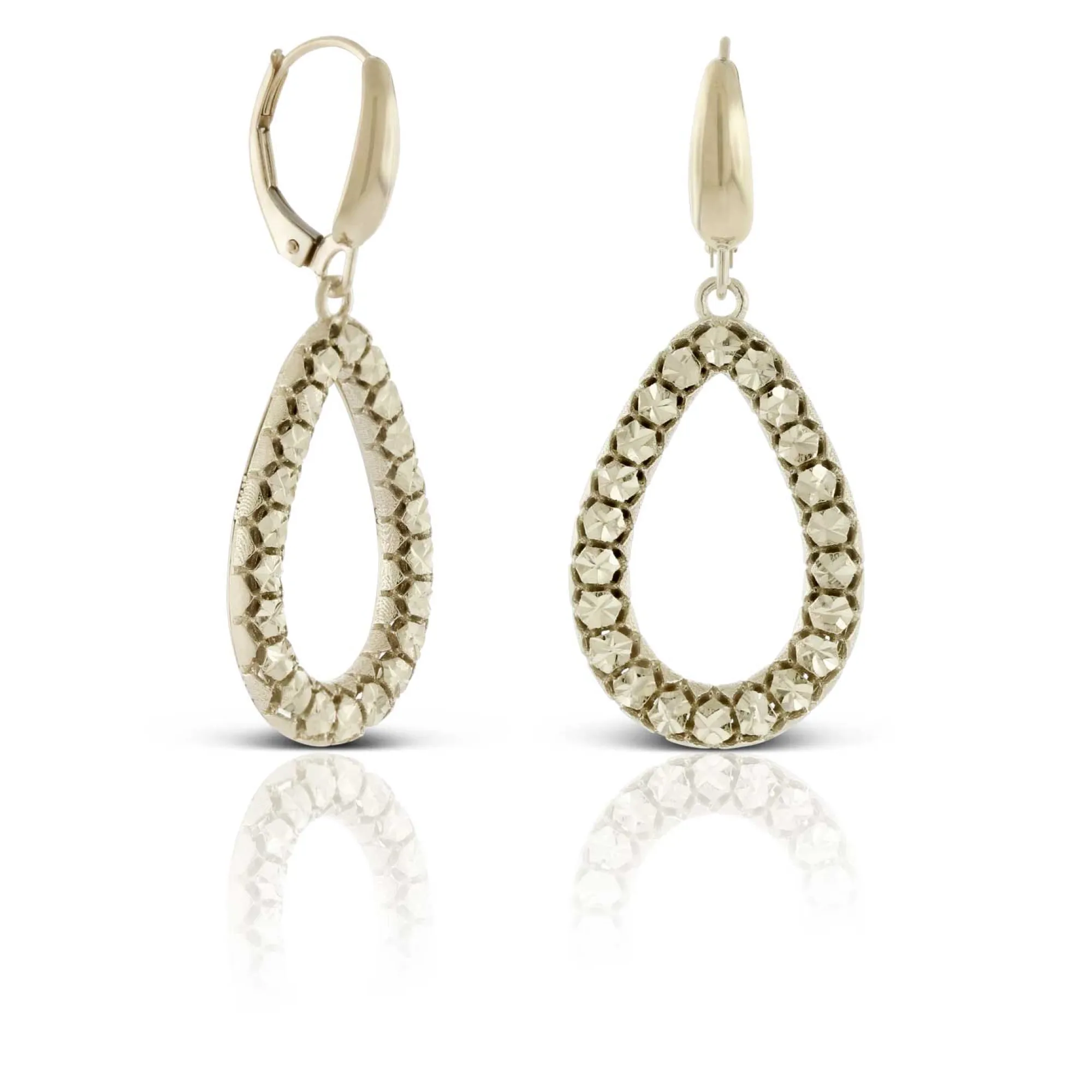 Toscano Open Pear Drop Earrings 14K New