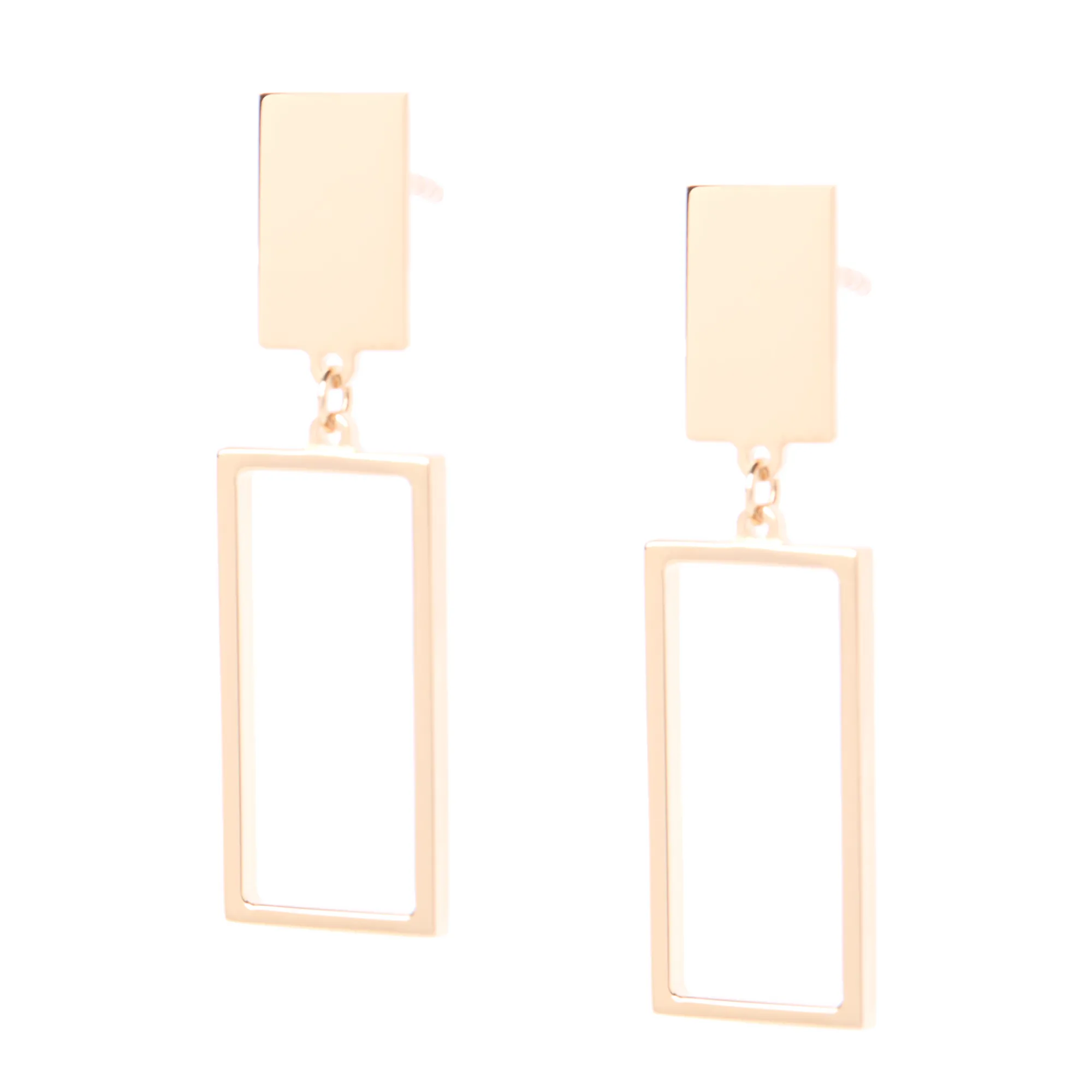 Toscano Open Rectangle Drop Earrings 14K Yellow Sale