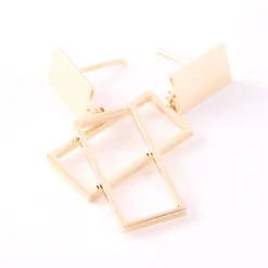 Toscano Open Rectangle Drop Earrings 14K Yellow Sale
