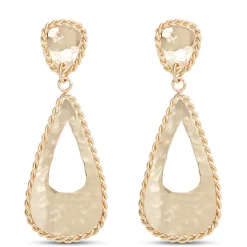 Toscano Open Tear Drop Dangle Earrings, 14K Yellow Gold New